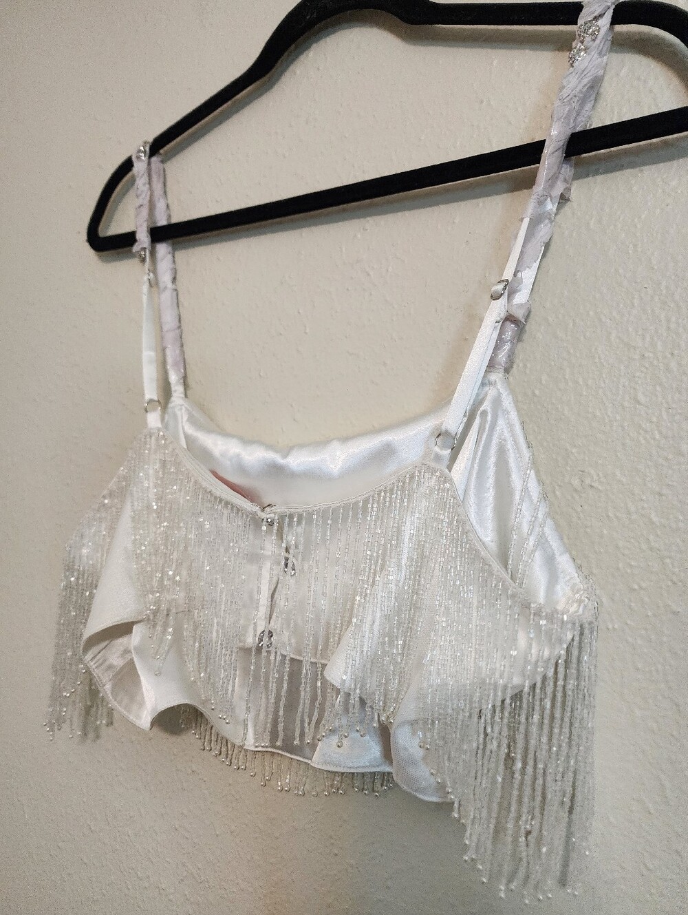 Show Me Your MuMu White Beaded Fringe Crop Top - Picture 7 of 9